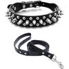 Spiked Leather Dog Collar Leash Set, Bullet Nail Rivet Dog Collar, Leather Dog Collar with Rivets, for Medium Pit Bull, English Bulldog (L,Black),2024