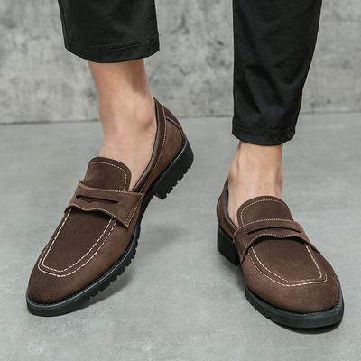 New Simple Suede Leather Men Shoes Business Suit Men Loafers British Style Slip-on Shoes Classic Retro Daily Commute Casual Shoe