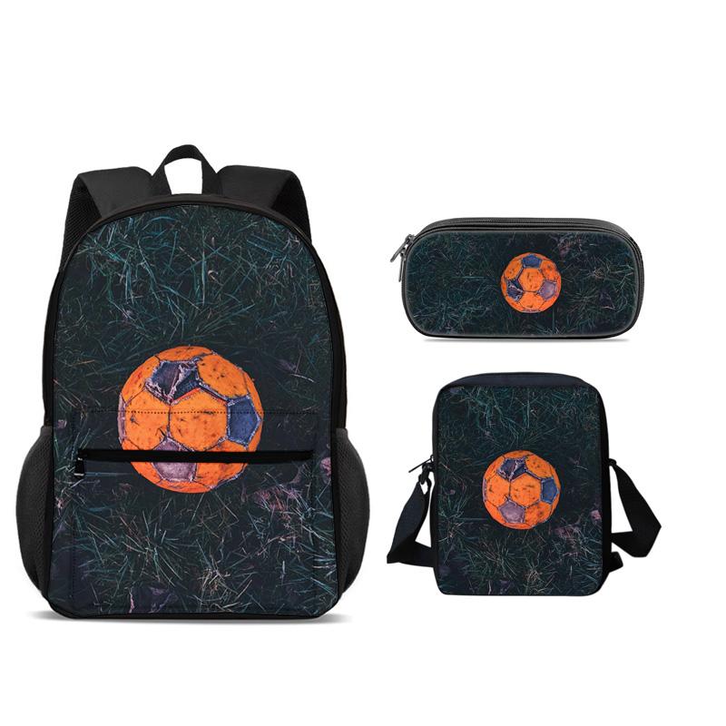Soccer backpack, pencil case, shoulder bag 3Pcs Set, sports style, football, best partner for male and female students in school