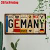 Printing, , Vintage Metal License Plate, Outdoor Wall Art , GERMANY Badge Style Aluminum Sign with License Typography and Sym