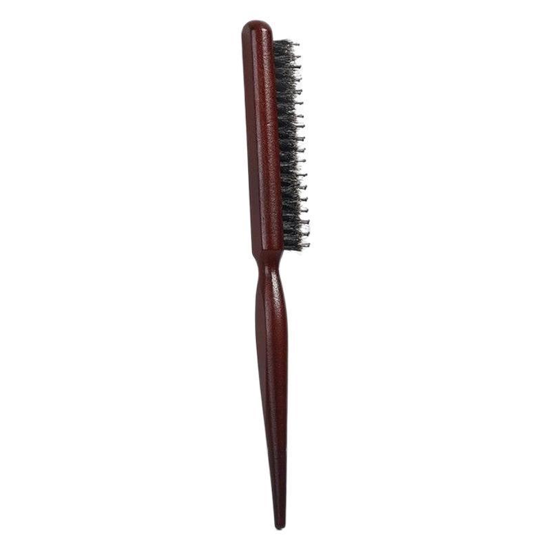 Boar Bristle Teasing Comb for Voluminous Updos & Curls - Three-Row Hairdressing & Wig Styling Tool