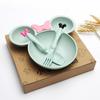 3 Stück/Set Cartoon Baby Schüssel Geschirr Set Weizenstroh Kindergeschirr Kinder Abendessen Fütterungsplatte Schleife Speiseteller Löffel Gabel