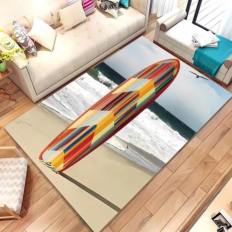 Surfboard Theme 3D Printing Large Area Carpet for Home Living Room Childrens Bedroom Mat Sofa Doormat  Floor Rug Anti-slip Decor