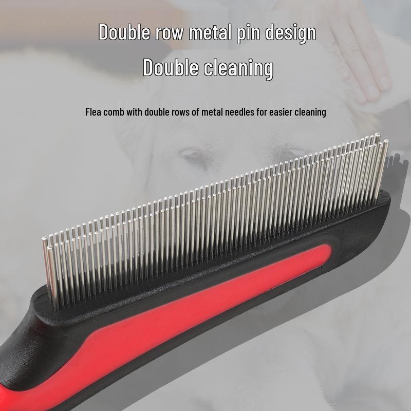 Double Row Pet Comb for Dogs and Cats - Detangles, Smooths, and Removes Lice