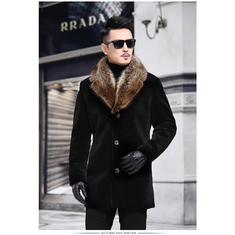 New Woolen Coat Men's Single-breasted Thickened Medium and Long Woolen Trench Coat Woolen Coat