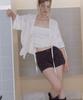 Deoenel Smoke Shirred Tube Top - [Ivory]
