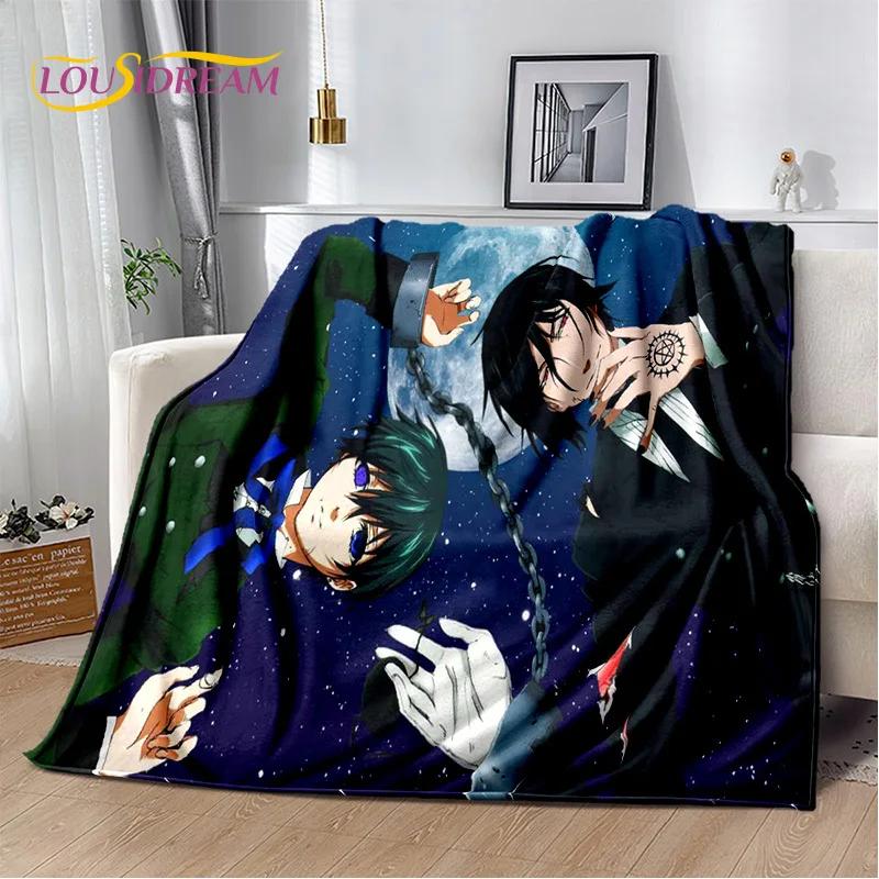 Cartoon Black Butler Anime 3D-Decke, weiche Überwurfdecke für Zuhause, Schlafzimmer, Bett, Sofa, Picknick, Reisen, Büro, Ruhebezug, Decke für Kinder