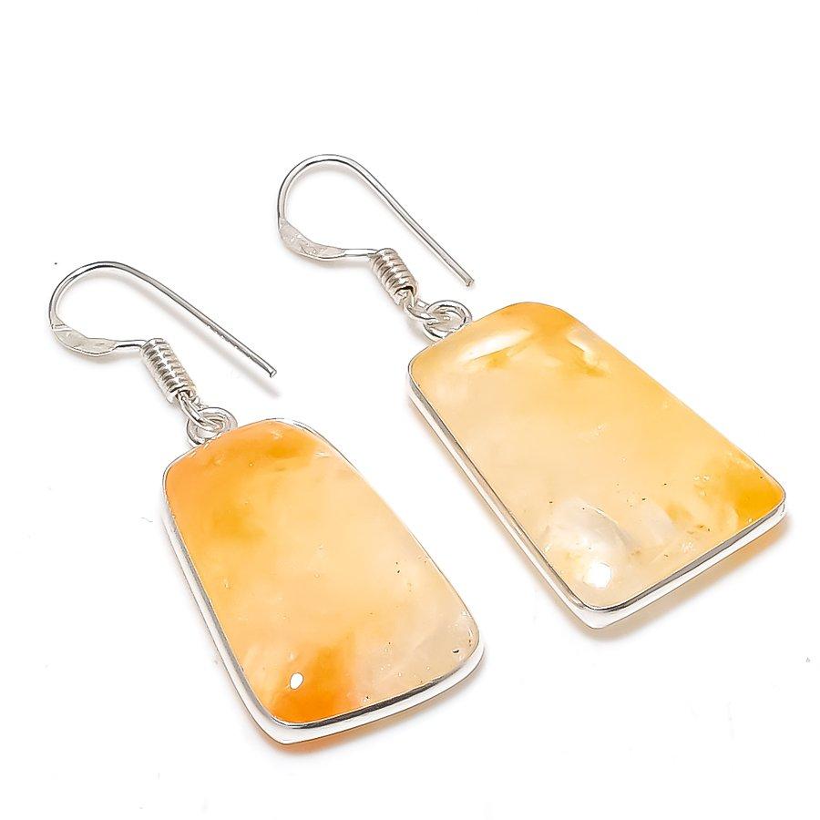 Natural Yellow Aventurine 925 Sterling Silver Jewelry Earring 1.69" AE-12469