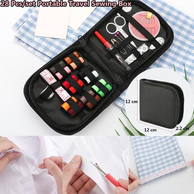 28 Pcs/set Portable Travel Sewing Box Household Sewing Thread Stitches Knitting Needles Tools