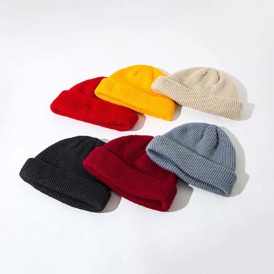 Unisex einfarbige gestrickte Mütze warme randlose Bündel-Schädelkappe Matrosenmütze
