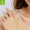 S925 Sterling Silver Cuban Chain Open Ring, Personalized Vintage Chain Adjustable Ring Jewelry