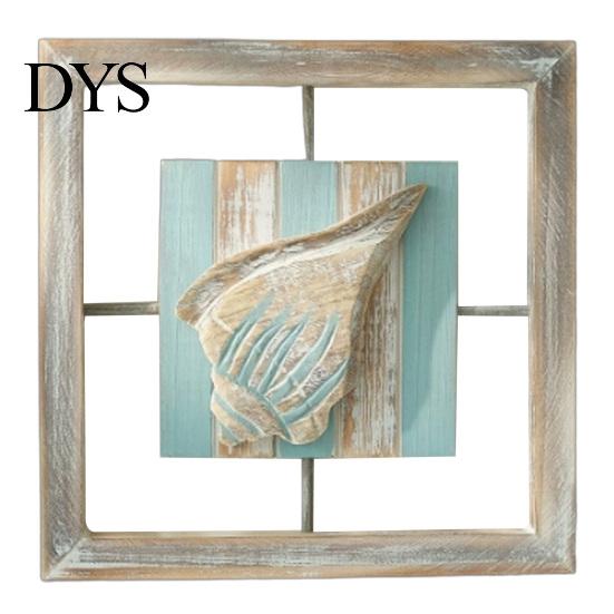 Mediterranean Style Home Decor 3D Beach Wooden Frame Wall Art, Coastal Starfish/Conch/Shell Decor, Ocean Hollow Relief Sculpture Inspired Mount