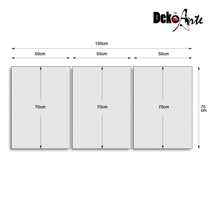 Tableaux décoratifs - dekoarte - triptyque 3 pièces - imprimés en mdf - nature - 150x70cm