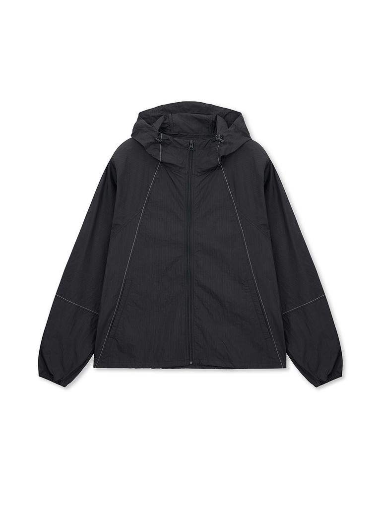 Matin Kim Back Logo Hoody Wind Breaker In Black