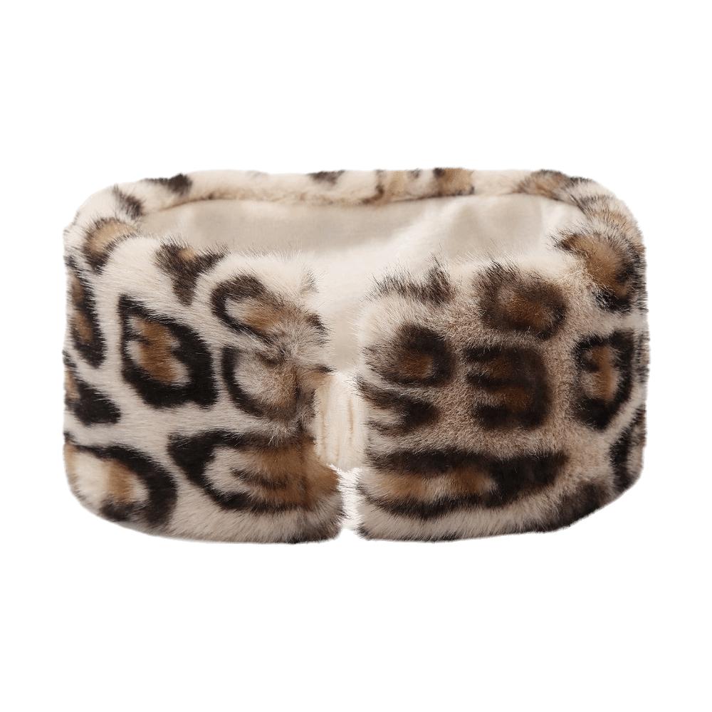 Windproof Leopard Print Headband Coldproof Ear Warmer Vintage Elastic Headband Winter