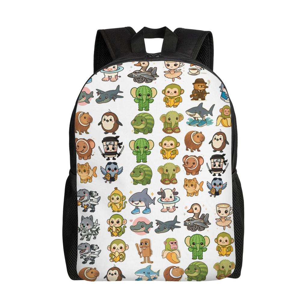 Arten von italienischem Brainrot Meme Klassischer Rucksack Outdoor High School Reise Handgezeichneter Tagesrucksack Herren Damen Laptop Umhängetasche