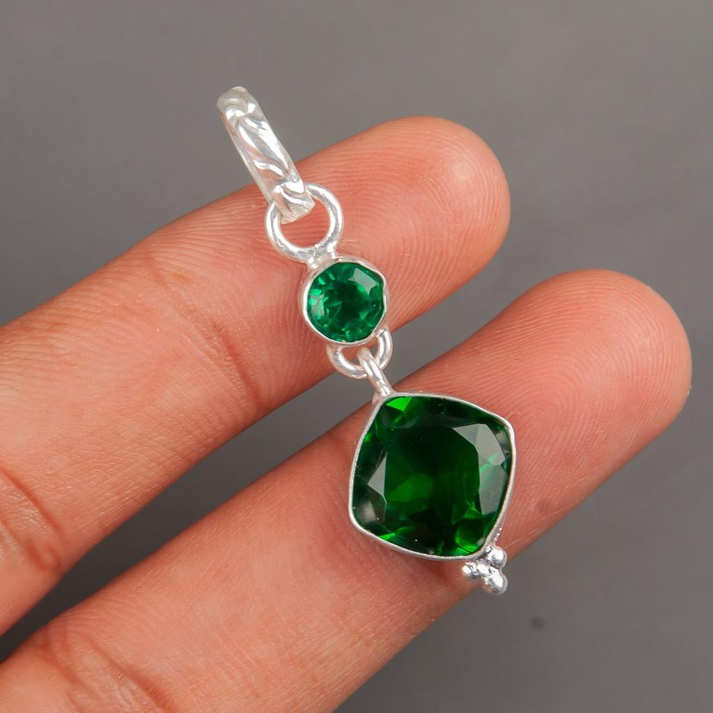 Chrome Diopside Gemstone 925 Sterling Silver Jewelry Handmade Pendant 1.60" Gift PP-9-8