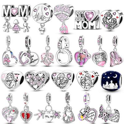 Kupfer Anhänger Liebe Mutter Familie Liebe Herz Anhänger Perlen Passend für Original Armband DIY Frau Schmuck Geschenk