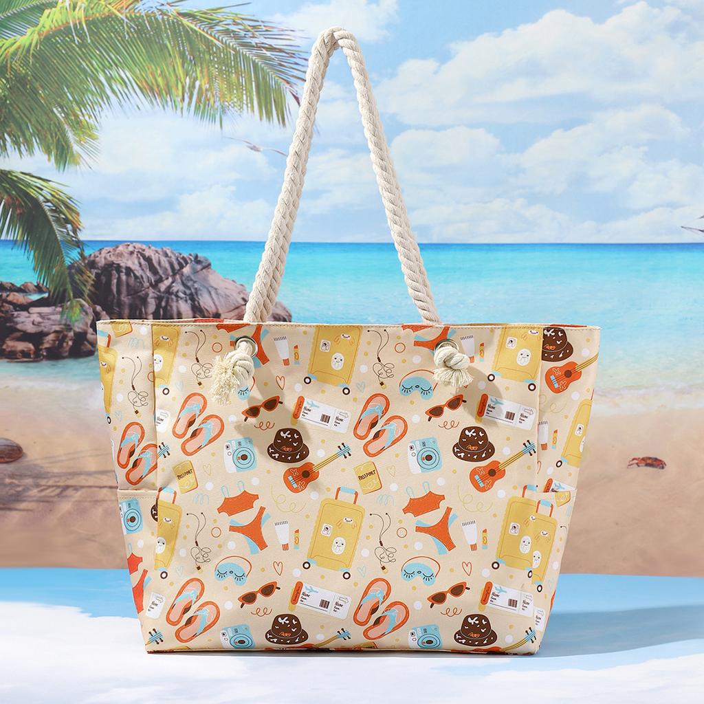 New printed beach bag large-capacity casual shoulder handbag simple and fashionable summer travel tote bag