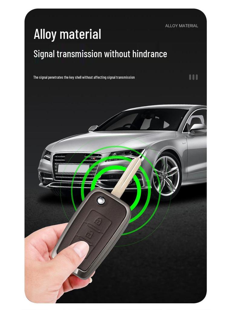 Dongfeng Rich 6 Car Key Remote Protective Shell - Metal & Genuine Leather