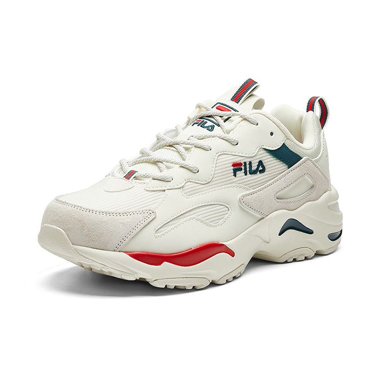 Fila Tracer Synthetic Leather Suede Retro Shock Absorbing Non-Slip Wear-Resistant Low-Top Dad Shoes Men Sneaker Off-White Fire-Red F12M011109FWR