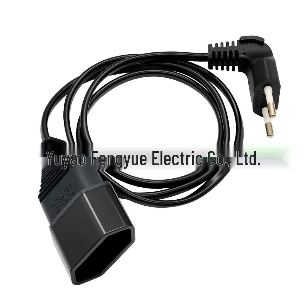 1m Euro Standard Black Right-Angle Double Socket Extension Cord