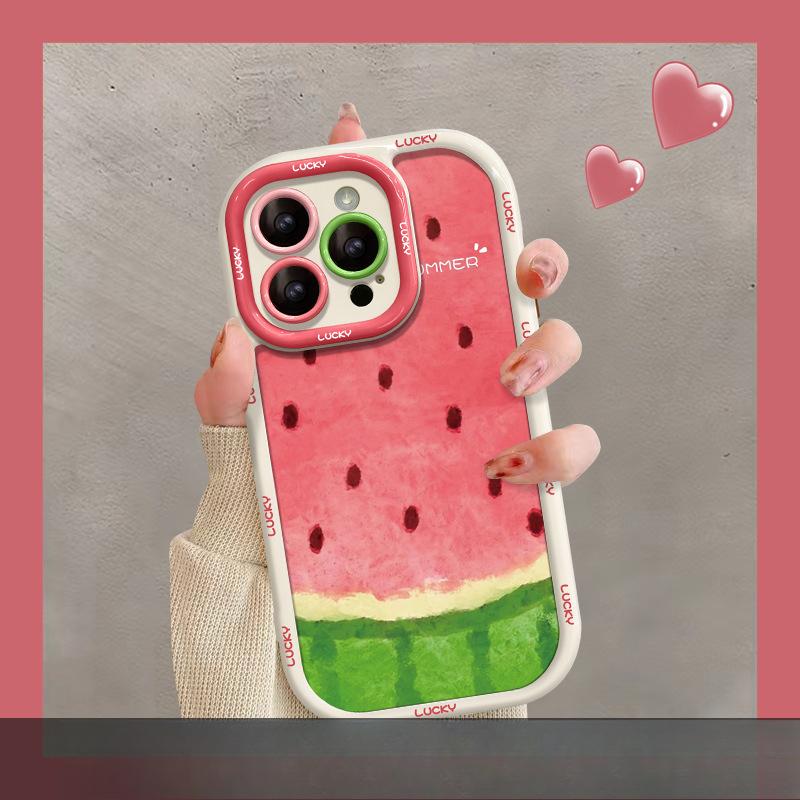 Applicable To Apple 15 Mobile Phone Case Iphone14pro Summer Watermelon 13 Silicone Anti-fall 12/11 Full-inclusive Xs Fine Hole