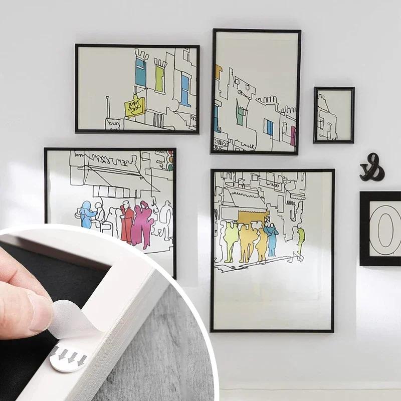 Punch-free Picture Hanging Strips Adhesive Tape Mounting Photo Frame Fixed Wall Hook&Loop Removable Home Decor Art DIY Stickers