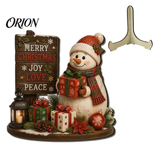 Wooden Holiday Wall Art Christmas Table Sign, 2D Flat Santa Claus/Snowman Reading Desktop Ornament Winter Party Decorations with Stand, Tabletop