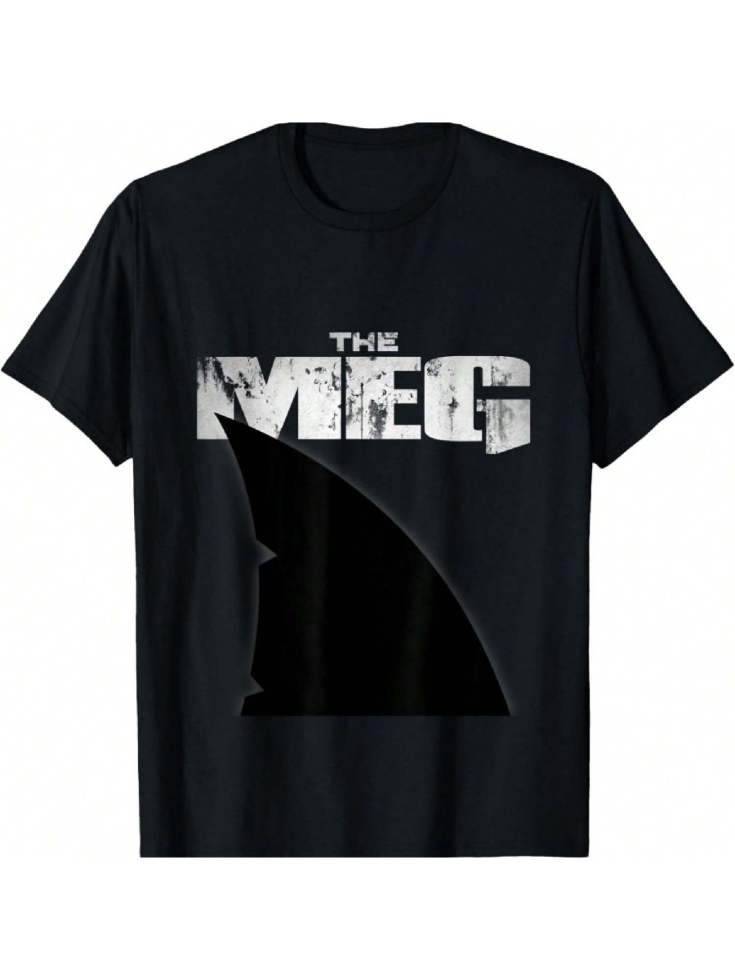Unisex-Adults Meg Shark T-Shirt Black Distressed Modern Crew Neck Short Sleeve T-Shirt  Small S разноцветный