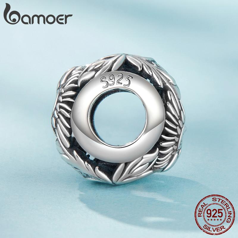 BAMOER 925 Silber Phönix Fliegender Drache Charm Passend für Armband, Retro Runde Hohlperlen DIY Schmuckzubehör