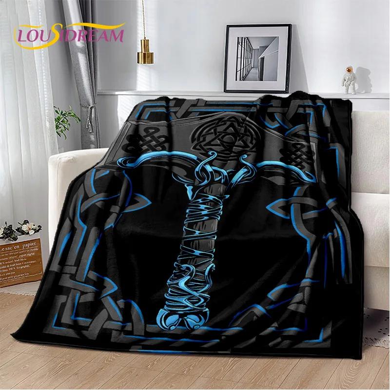 Retro Nordic Viking Mythology Odin Valhalla Blanket,Soft Throw Blanket for Home Bedroom Bed Sofa Travel Office Cover Blanket Kid