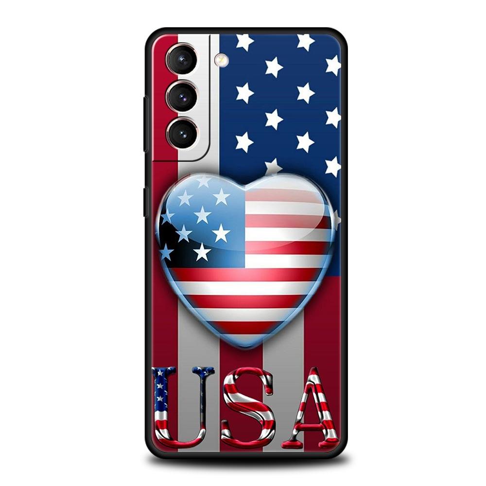 Θήκη Κινητού με Σημαία Ηνωμένων Πολιτειών Αμερικής Για Samsung Galaxy S26 Ultra S25 Plus S24 FE S23 S22 5G S21 S20 Κάλυμμα Μαύρο Μαλακό