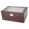 Straturi duble 12 sloturi Cutie de depozitare pentru ceas din piele PU Organizator pentru cutie de prezentare pentru bijuterii