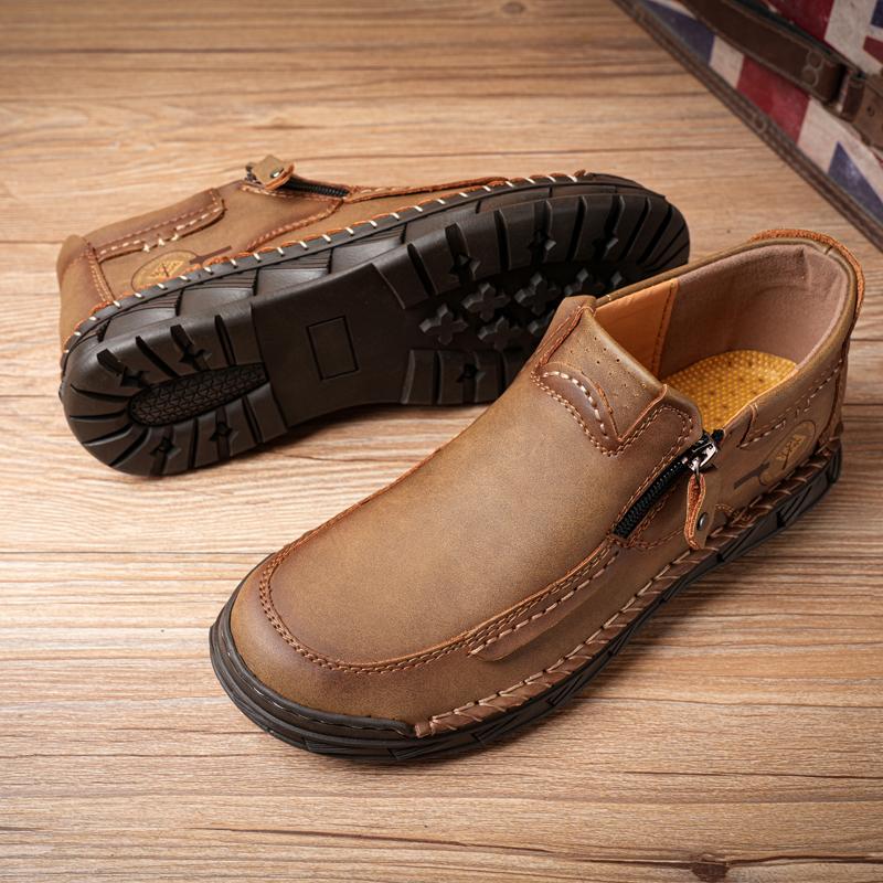 Handmade Split Leather Boots Men Shoes Comfortable Ankle Boots For Men Casual Shoes Large Size Tooling Shoes