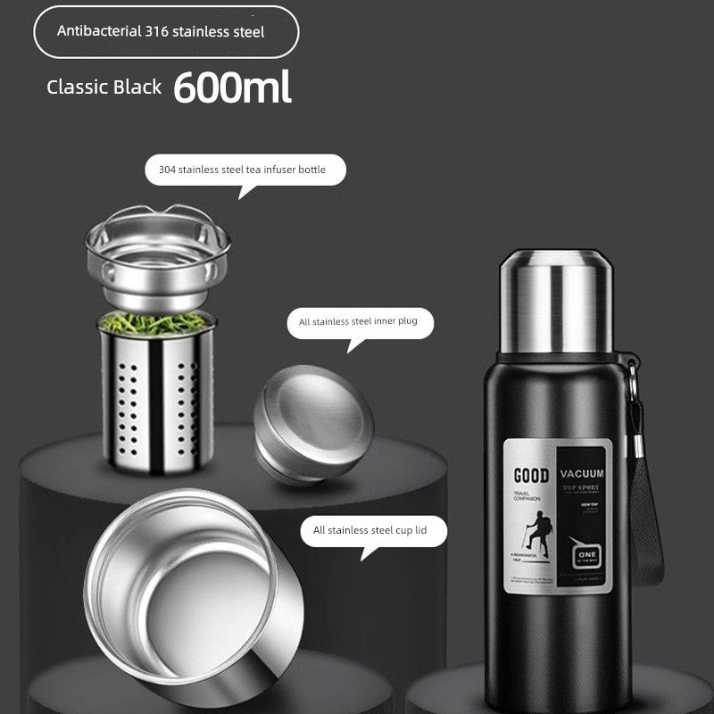 316 Stainless Steel Inner Tank Vacuum All-Steel Thermos Pot for Men's Outdoor Travel and Mountaineering Large-Capacity Thermos Cup