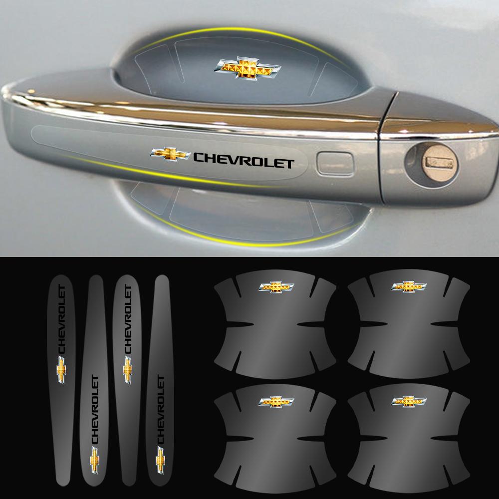 4/8Pcs Car Door Handle Transparent Sticker Protective Film For Chevrolet Cruze Malibu Sail Spark Captiva Equinox Trax Aveo T250