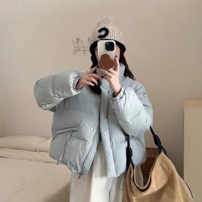 Women s Short Petite Thickened Down Jacket - Loose, Slimming, Warm, Stand Collar; Ideal for Autumn and Winter. S for 90-120 lbs