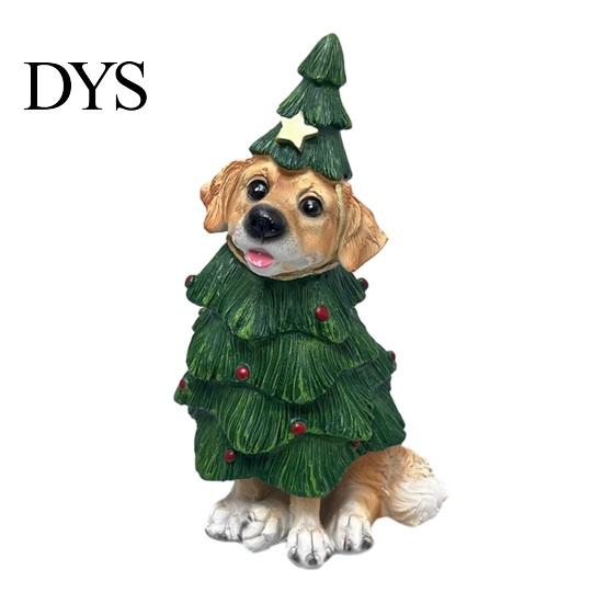 Christmas Dog Ornaments Figurine, Resin Puppy Statue in Tree & Gift Desktop Holiday Ornament Box Costume, Festive Mantel Decor, Xmas for Lovers Small