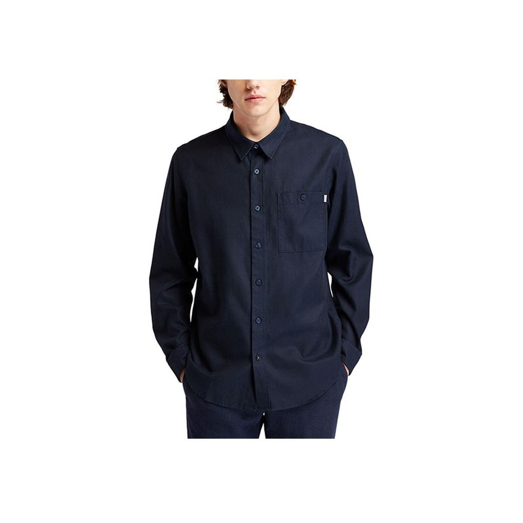 Timberland Outdoor Casual Solid Color Comfortable Breathable Long Sleeve Shirt Men shirts Deep-Sapphire-Blue A42U2-433