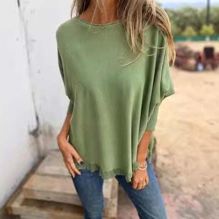 Oversized Long Sleeve Knit Top with Floral Lace Trim for Women - Autumn Winter