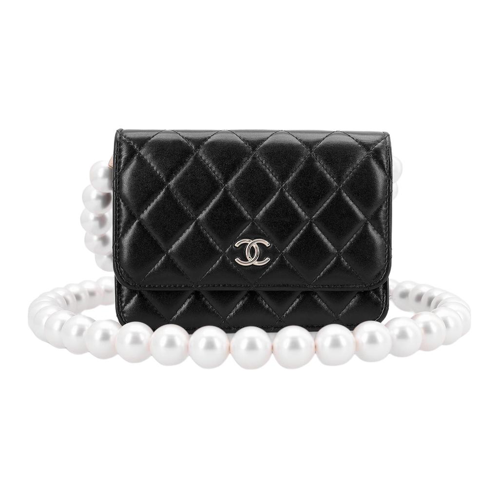Chanel WOC Calfskin Gold Metal Card Holder Shoulder Bag, Crossbody Bag Mini Women's Black AP1839-B04327-94305