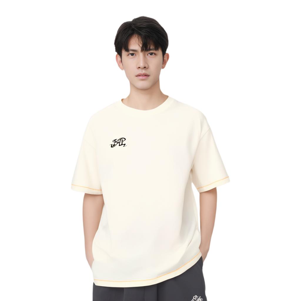 Anta Kyrie Irving Series Casual Round Neck Loose Short Sleeve T-Shirt Unisex Tops Vanilla-White 172521103-1