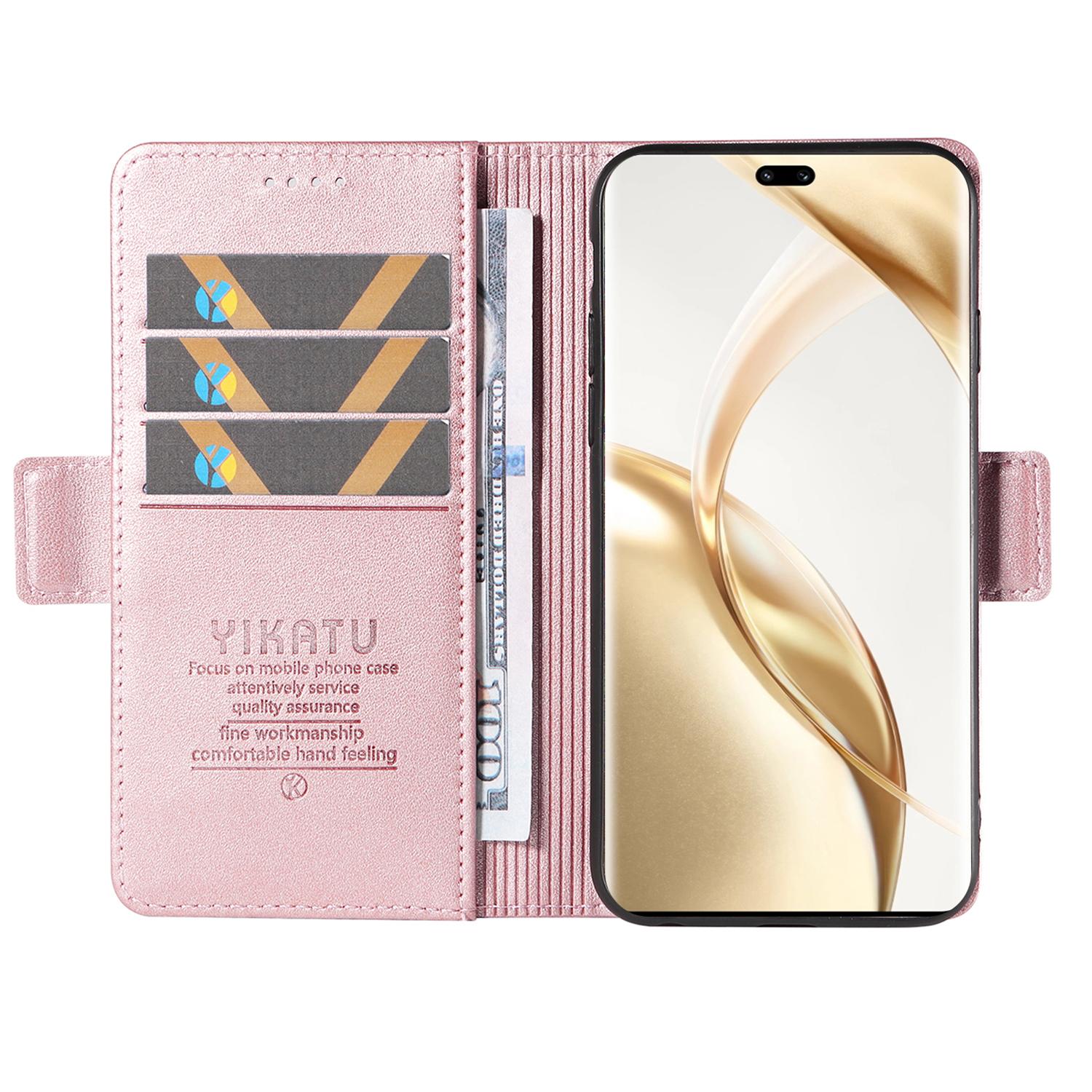 

YIKATU YK-003 For Honor 200 Pro 5G Case PU Leather Phone Wallet Cover Rose Gold