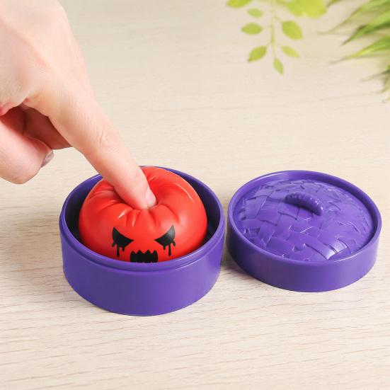 Relaxation Stress Ball Dumpling Squeeze Toy with Purple Steamer Creepy Steamed Bun Relief Steamer for Halloween Home Office Fidget Calming Toys