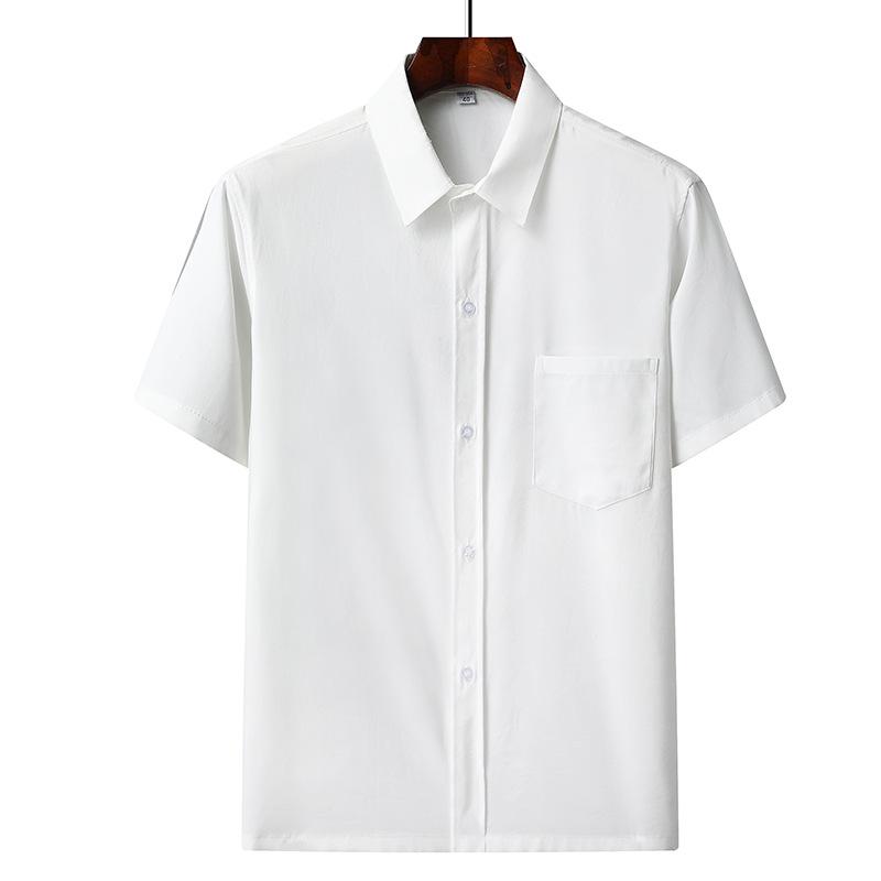 Men's Ice Silk Short-Sleeve Loose Lapel Shirt for Middle-Aged & Elderly