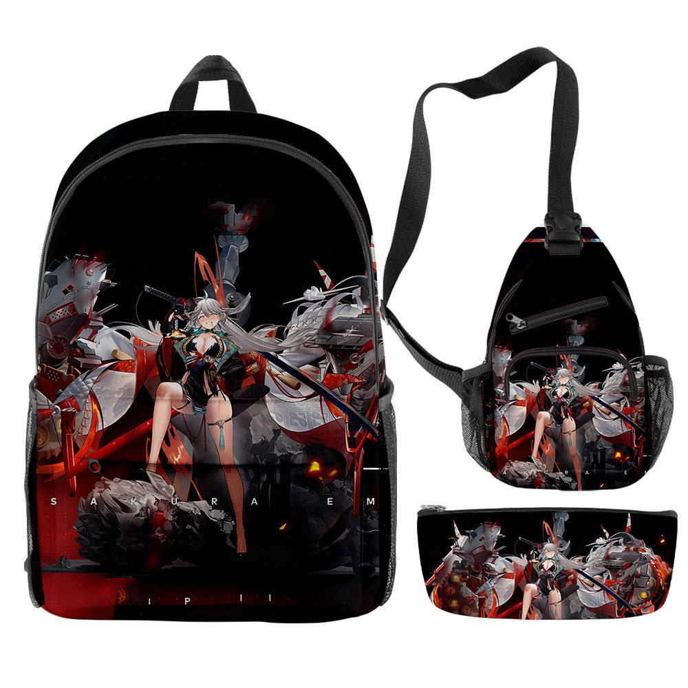 Classic Peculiar Novelty Cool Azur Lane Game 3D Print 3pcs/Set pupil School Bags Travel Laptop Backpack Chest Bag Pencil Case