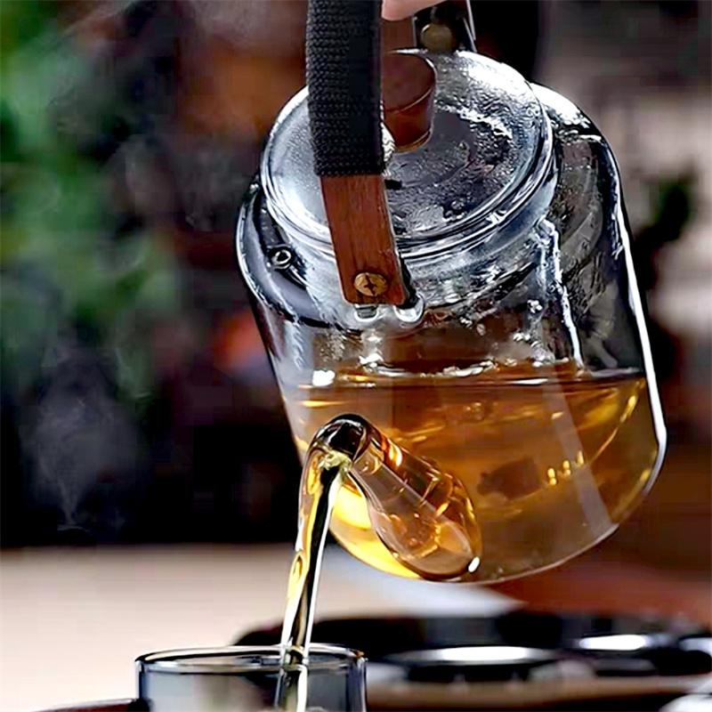 1000ml Heat Resistant Glass Tea Kettle With Steaming And Boiling Infsuer Filter Inner Liner Cooker Tea Brewing Health Tea Utensi
