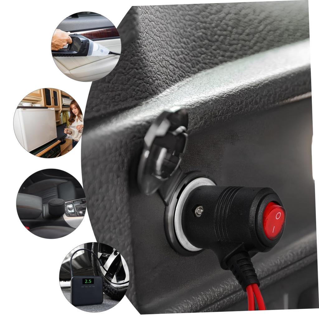 HEALEEP Cigarette Lighter Switch Cigarette Lighter Plug Splitter Car Charger Cord 2 Way Car Cigarette Lighter Adapter with Switch Black