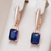 Unusual Shiny Square Blue Natural Zircon Drop Earrings For Women Luxury  Rose Gold Color Party Daily Fine Jewelry Gift